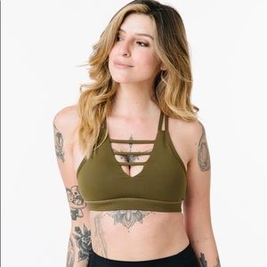 Zyia Olive Green Grid Bra